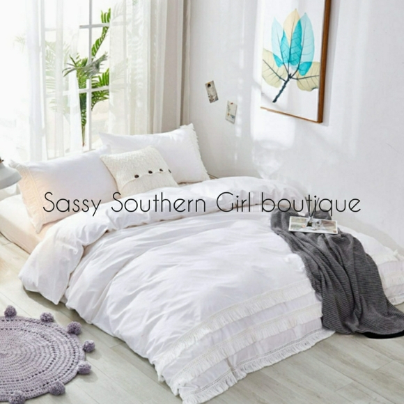 ⭐🆕Boho White luxurious tassle duvet cover set - Picture 4 of 8